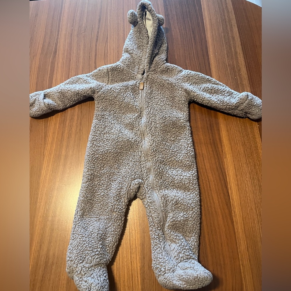 Carter's 9 month Fuzzy Gray Footed Onesie
